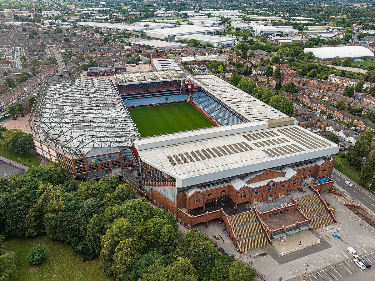 Exterior view of Villa Park, home of Aston Villa FC in Birmingham