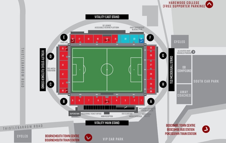 AFC Bournemouth Vitality Stadium seating plan