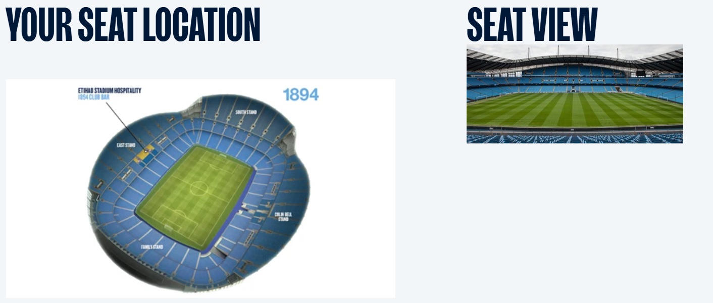 1984 Club Bar Hospitality at Manchester City Seating Location