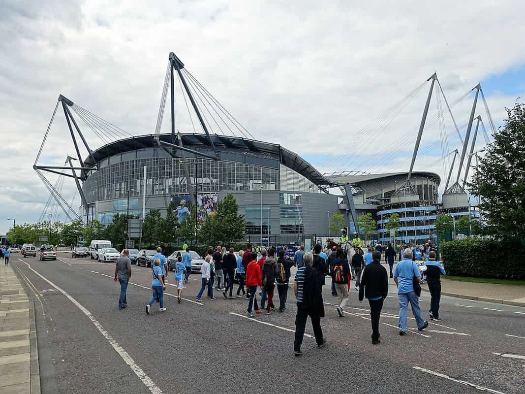 Etihad Stadium pitch and stands, Manchester, 2015