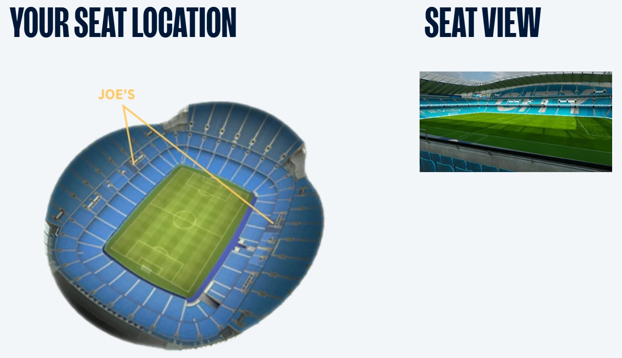 Joe's Bar Hospitality at Manchester City Seat Location