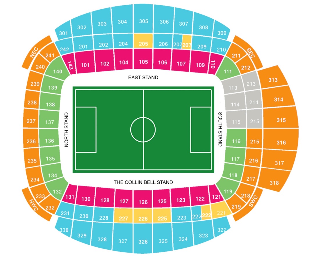 Seating Plan for Etihad Stadium at Manchester City
