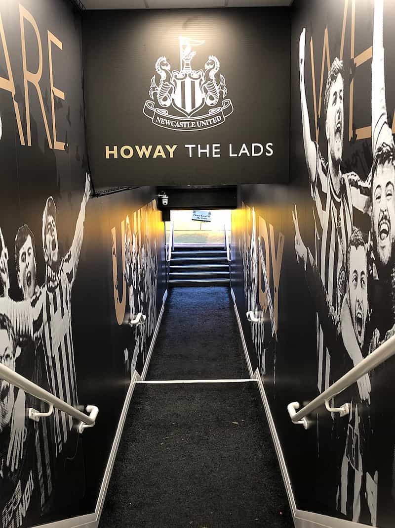 Players' tunnel at St James' Park in the Milburn Stand