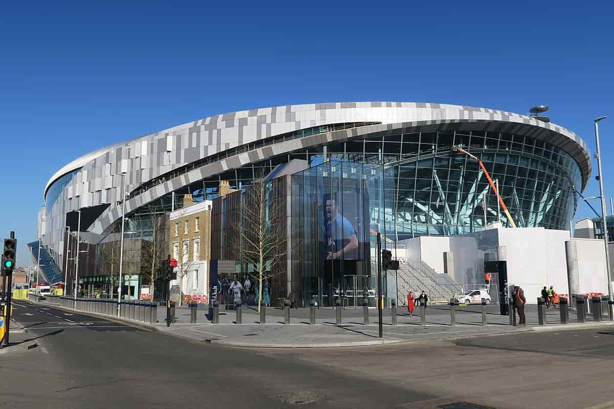 Tottenham Hotspur Stadium viewed from High Road, February 2019