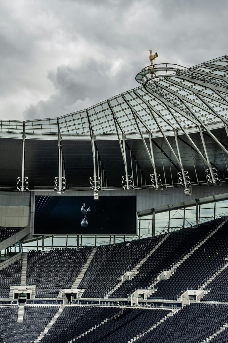 Spurs stadium with the cockerel for the Dare To Walk